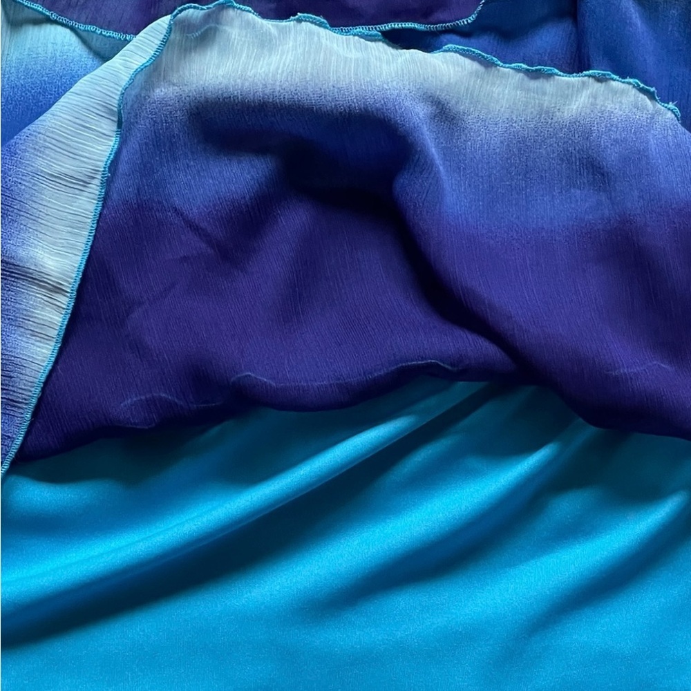 Lane Bryant Blue Ombré Tiered Chiffon Blouse Sleeveless Swing Top Size 16 - Picture 13 of 14